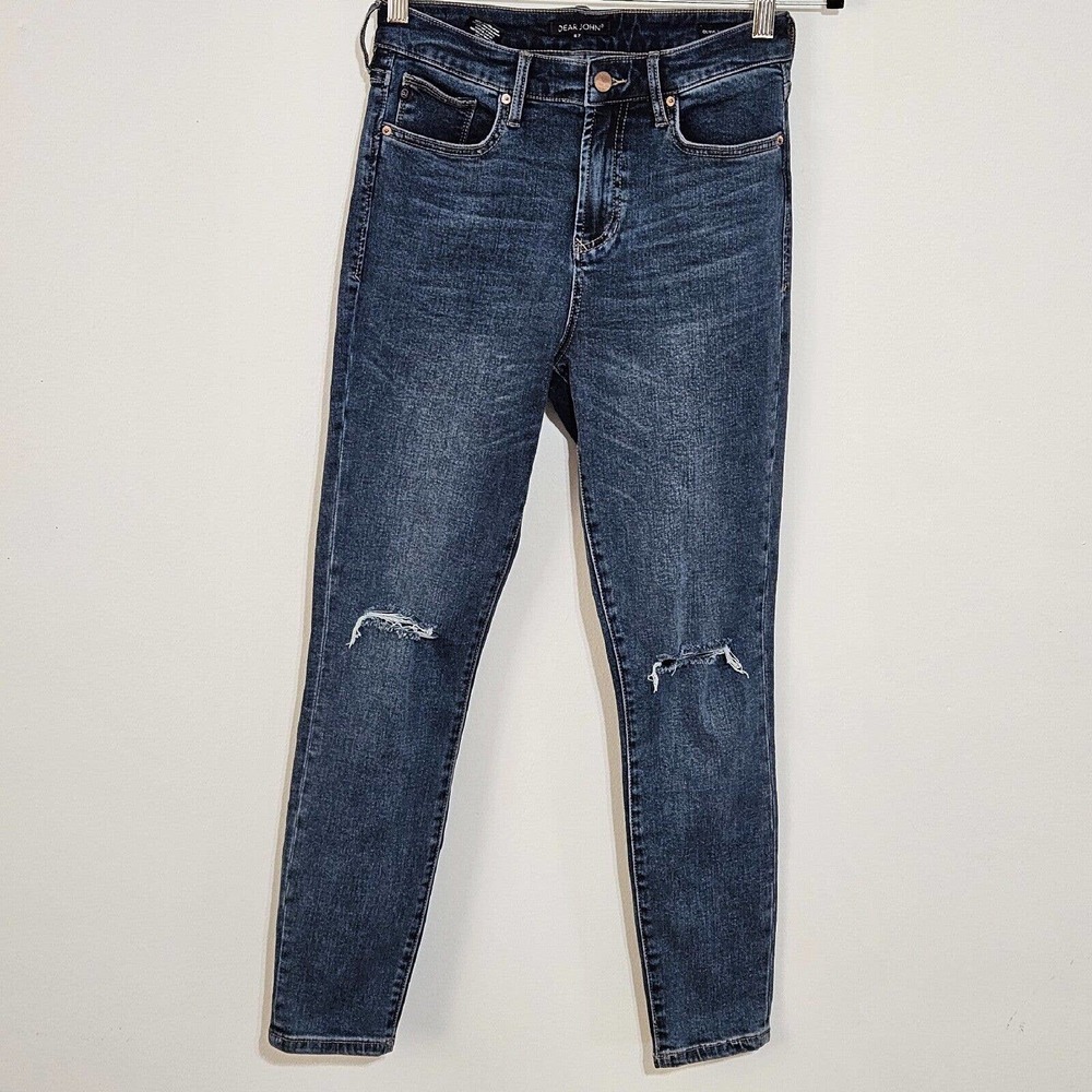 Dear John Jeans Olivia Super High‎ Rise Skinny Sz 27 Ankle Length Medium Wash